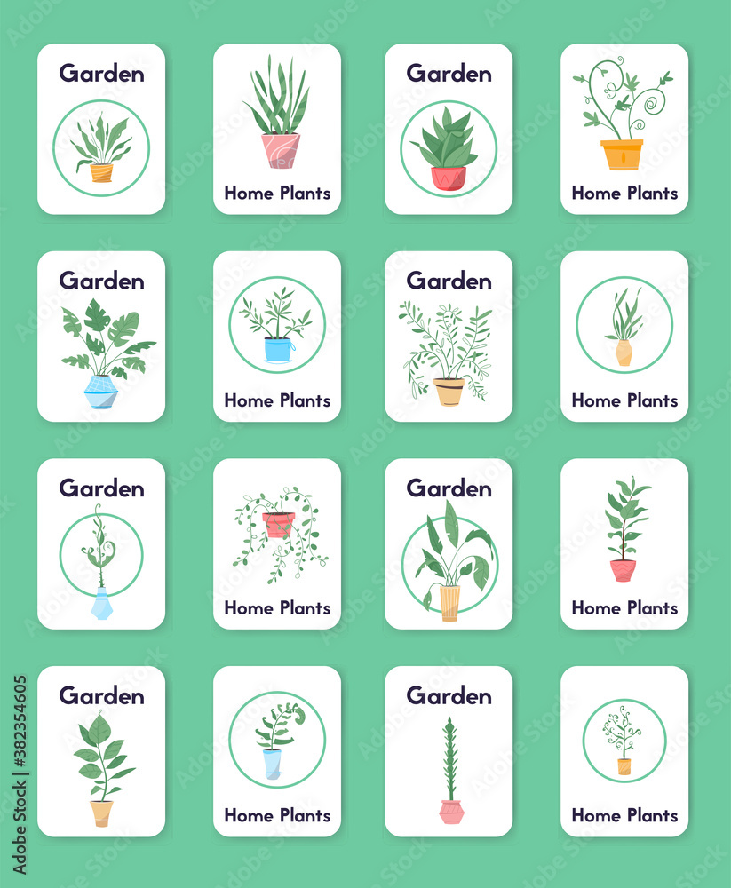 Potting trees, flowerpots hanging, plants in pots set isolated objects Potting trees, flowerpots hanging, plants in pots set isolated objects