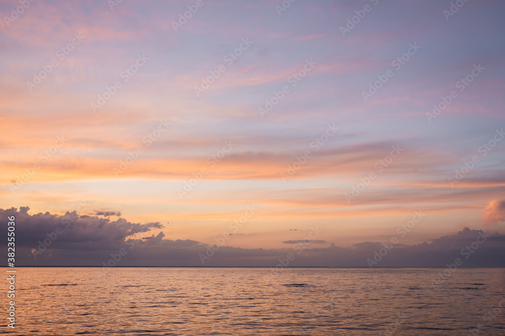 Landscape of cloudy sky and sea during sunset