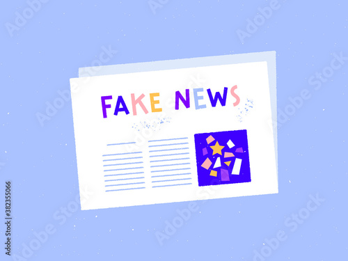 Fake news in a newspaper vector illustration in a hand-drawn style