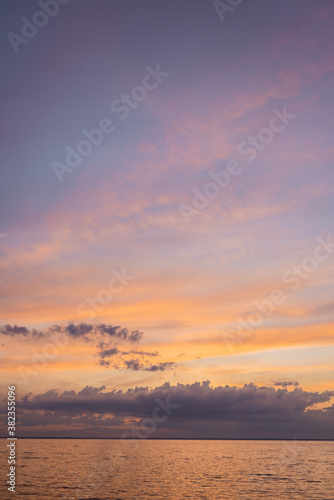 Landscape of sea and cloudy sky at sunset