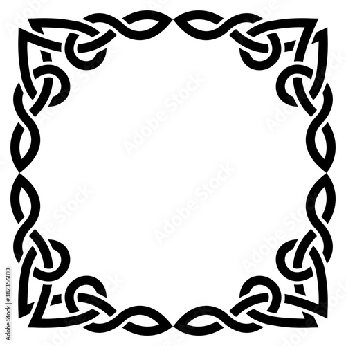 Celtic vector square greeteing card design, Irish border - traditional pattern with corners inpired by retro art from Ireland
