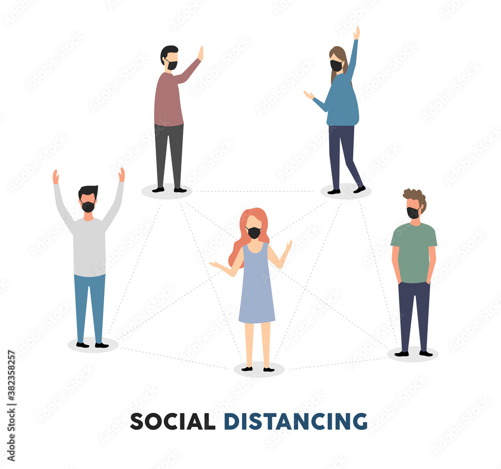 Social distancing, social distancing in public, people practice social distancing or keep a distance to protect from the concept of the spread of the COVID-19 outbreak, avoiding social contact. Vector Social distancing, social distancing in public, people practice social distancing or keep a distance to protect from the concept of the spread of the COVID-19 outbreak, avoiding social contact. Vector