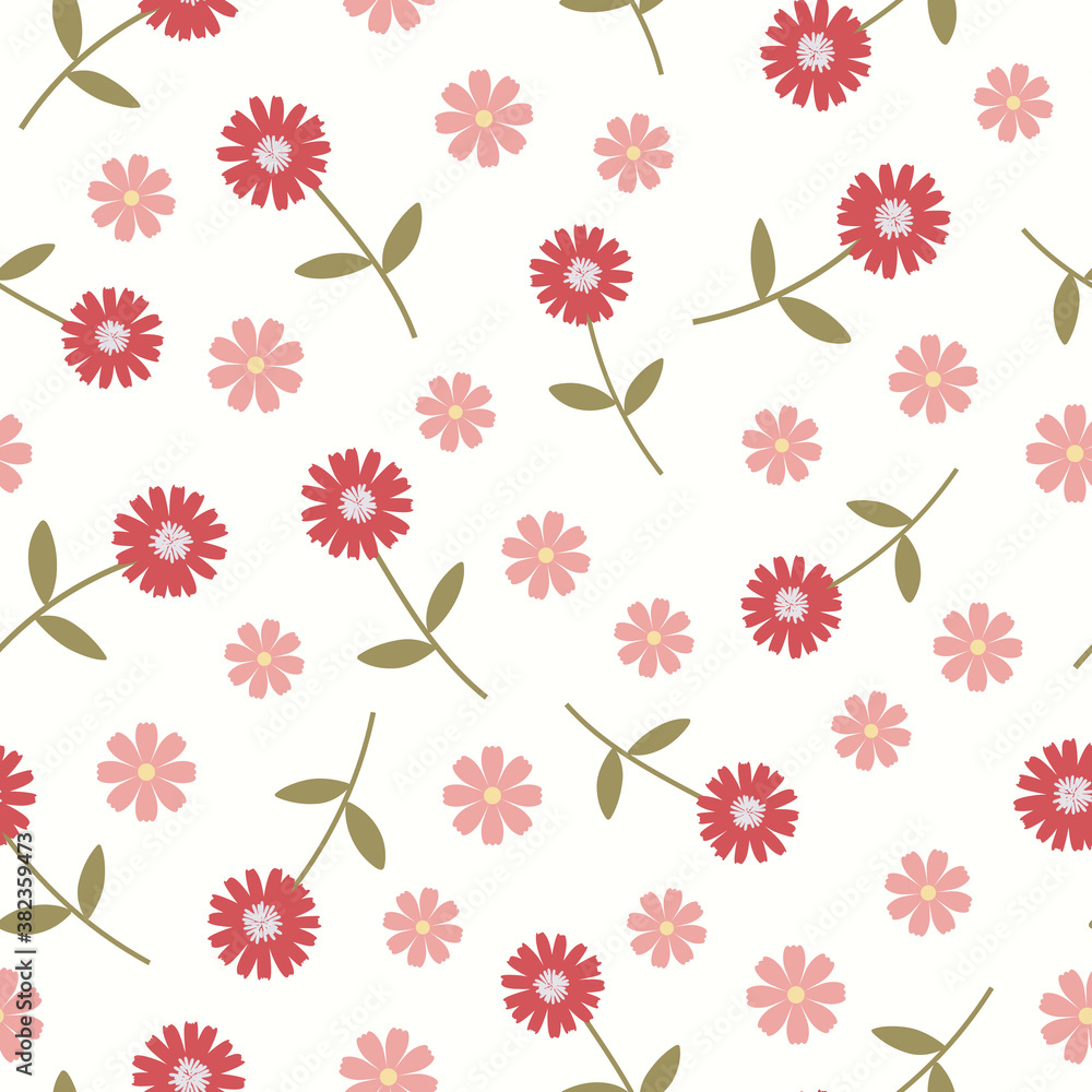 Obraz premium seamless vintage floral pattern. Vector illustration of abstract orange flowers on creamy background. 