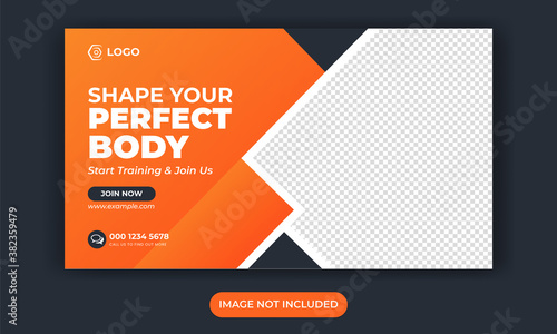 Fitness social media post or work out banner or gym social media template or sport banner template or fitness and gym social media banner template or promotional banner for social media post design