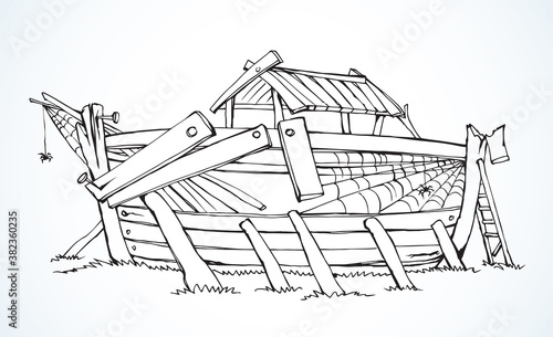 Unfinished Noah's Ark. Vector drawing