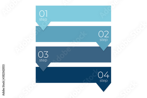 Four steps infographic. Information chart in flat design in square shape. Simple booklet brochure from step 1 to 3. Workflow diagram timeline. Marketing progress template. Vector EPS 10.