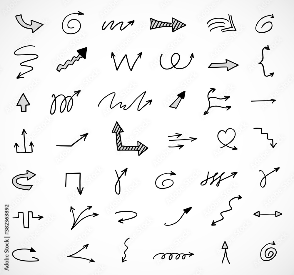 Vector set of hand-drawn arrows, elements for presentation Vector set of hand-drawn arrows, elements for presentation