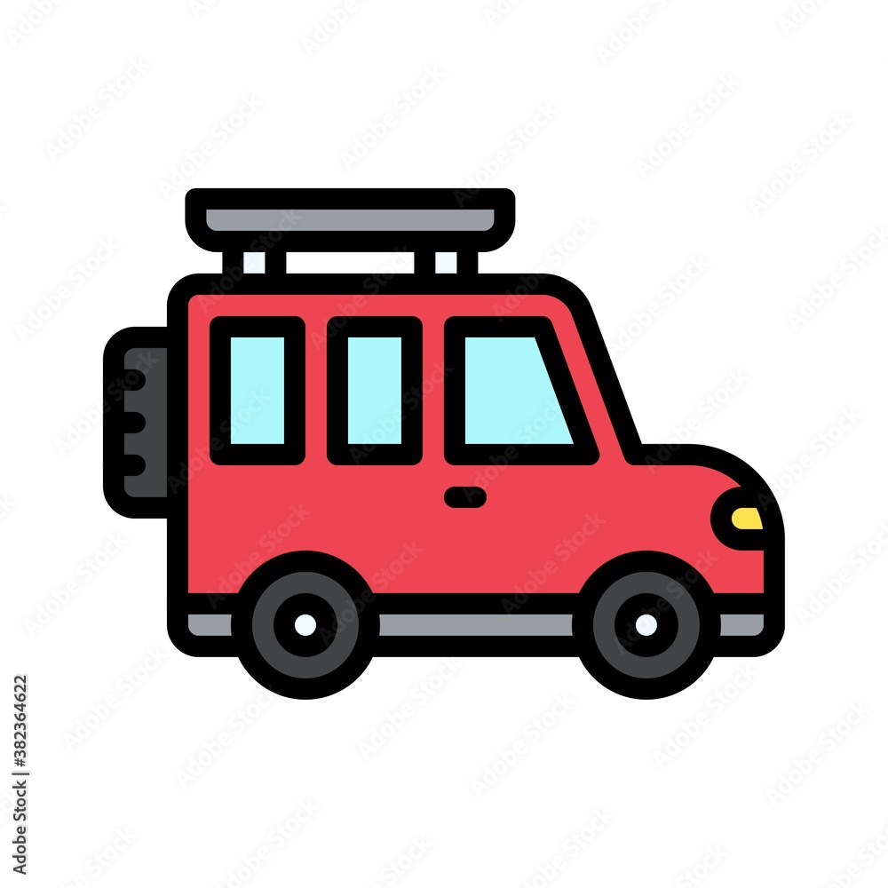transportation icons related car or jeep for private transportation vectors with editable stroke,