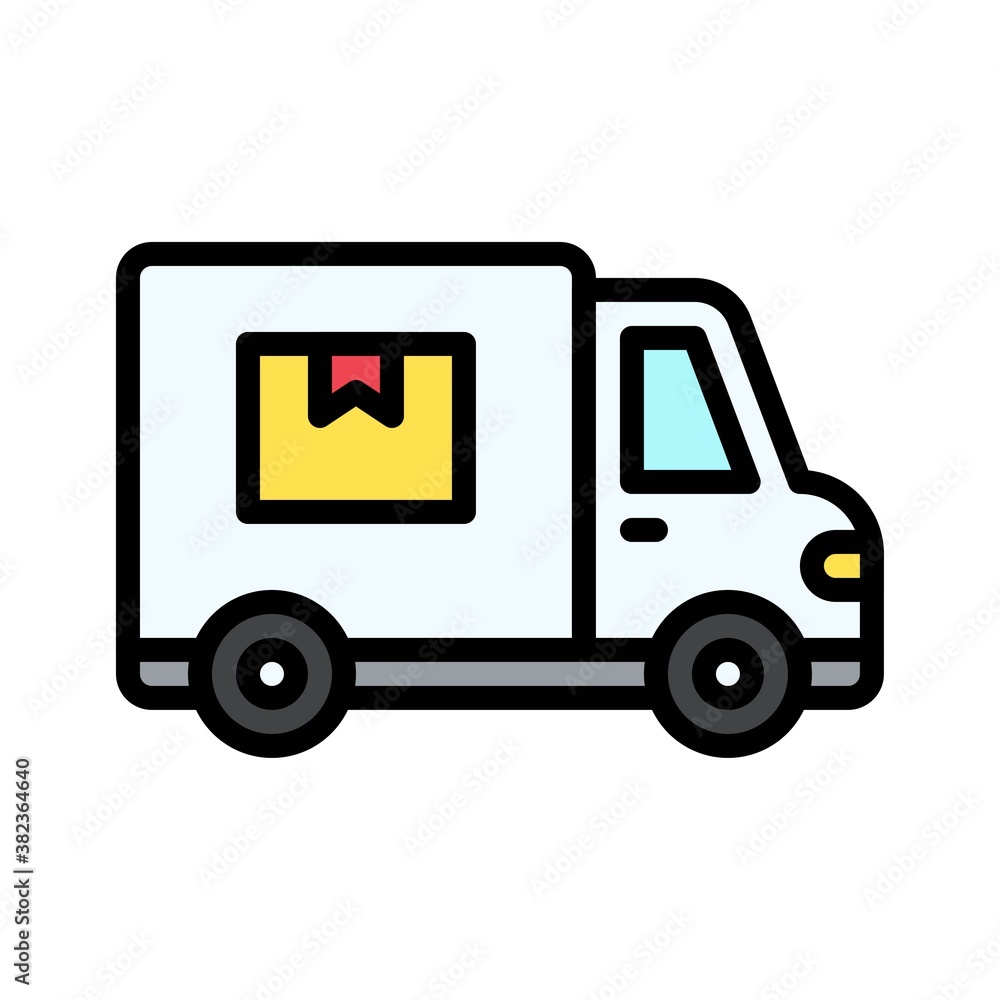 transportation icons related delivery van for transportation vectors with editable stroke,