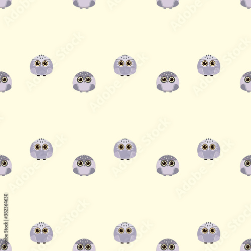 seamless pattern with cute owls on a yellow background