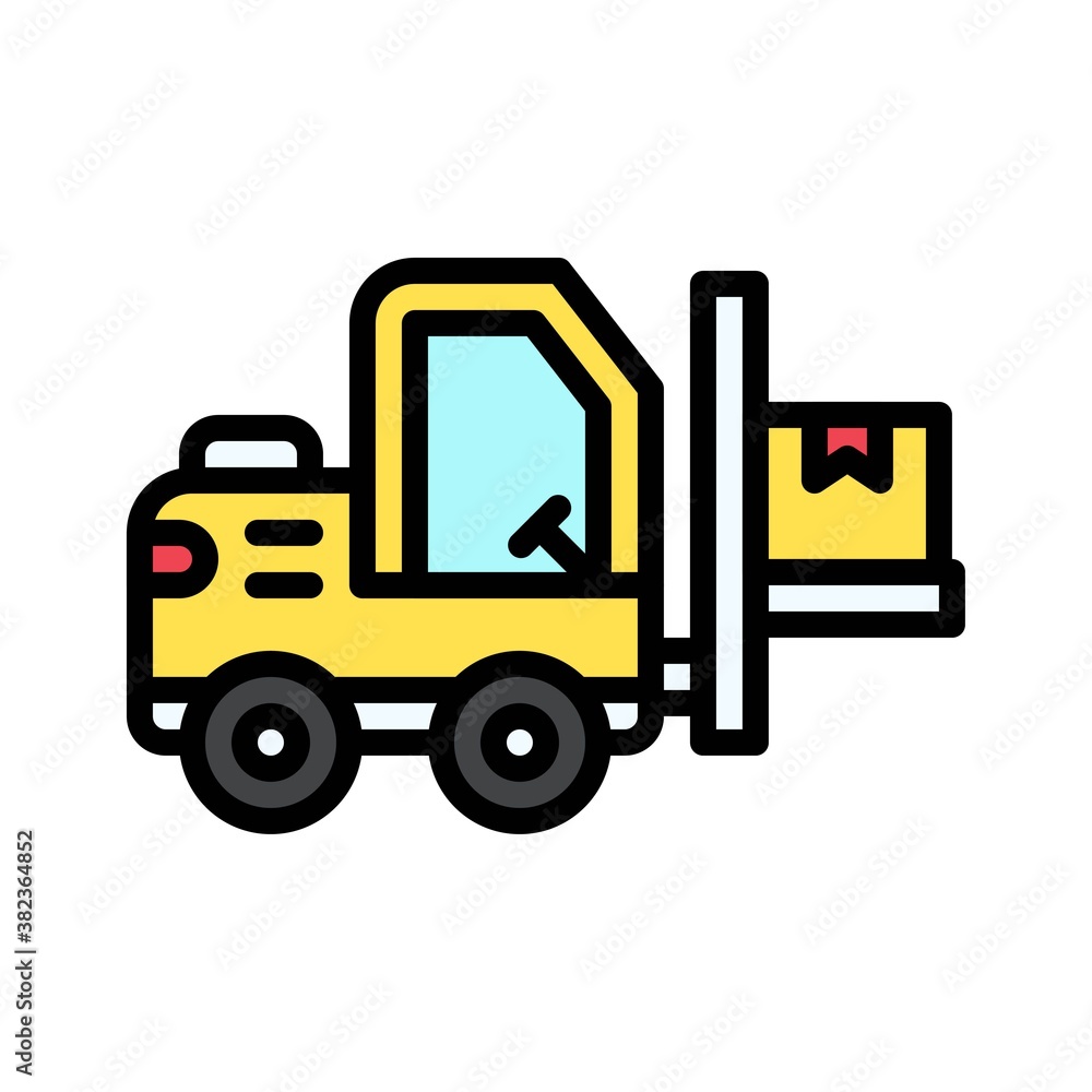 transportation icons related bulldozer truck with box vectors with editable stroke,