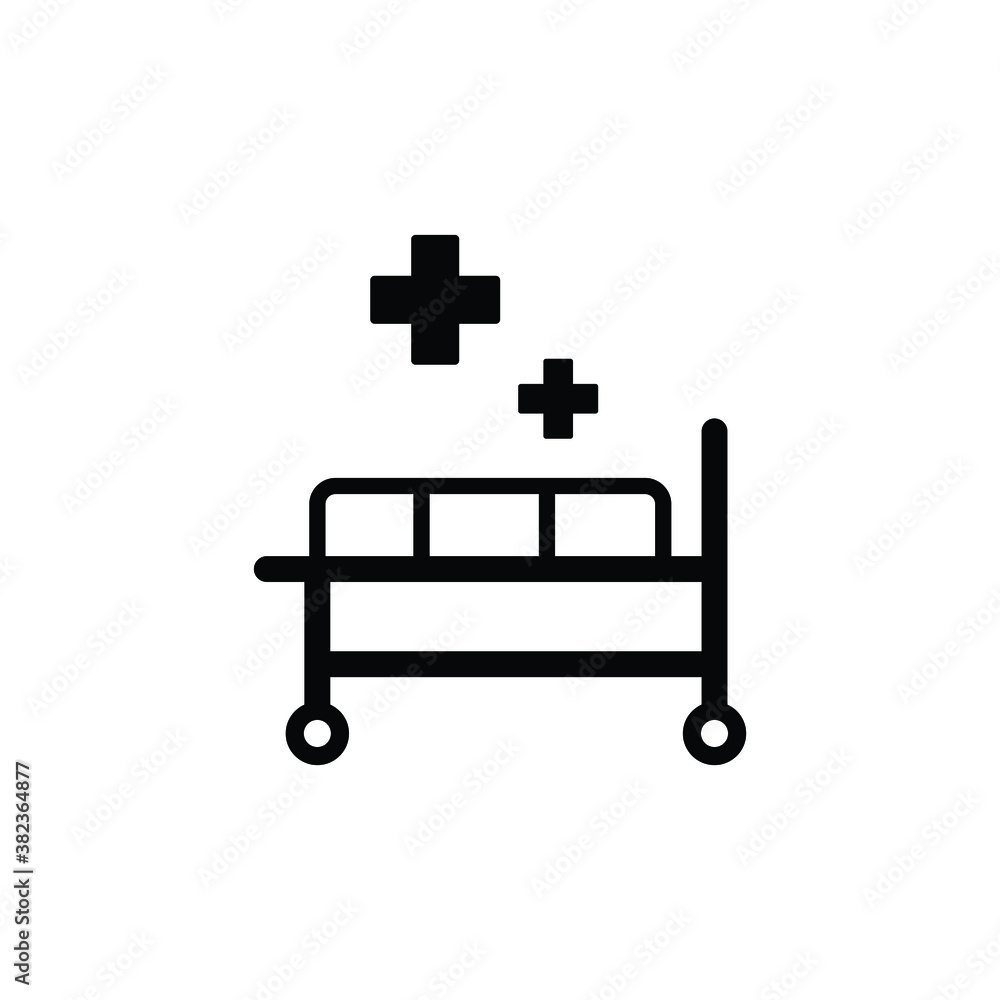 Patient bed icon vector isolated on white, logo sign and symbol. Patient bed icon vector isolated on white, logo sign and symbol.