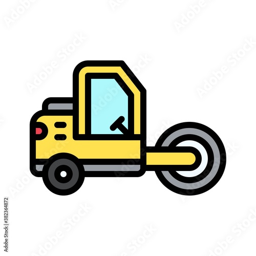 transportation icons related steamroller for construction with roller vectors with editable stroke,