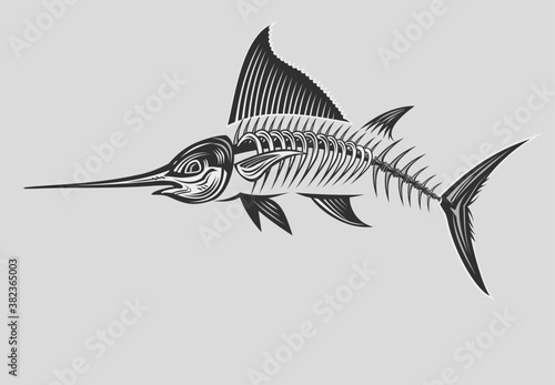 Crazy fishing. Skeleton of marlin