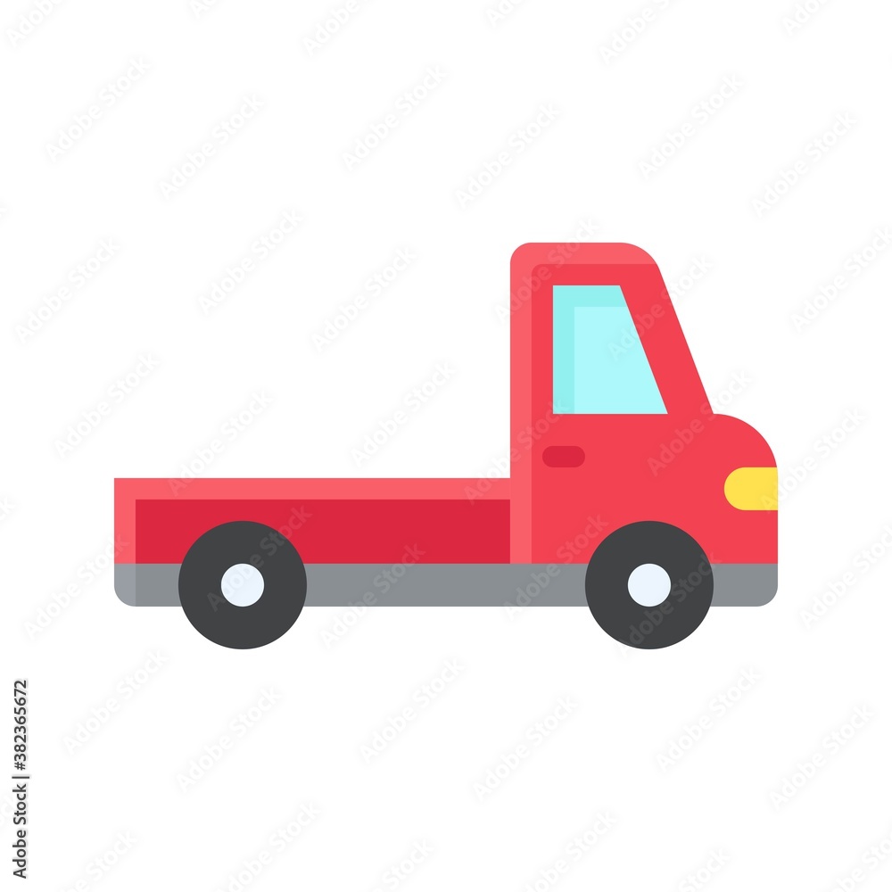 transportation icons related pickup truck for transportation with lights vectors in flat style,