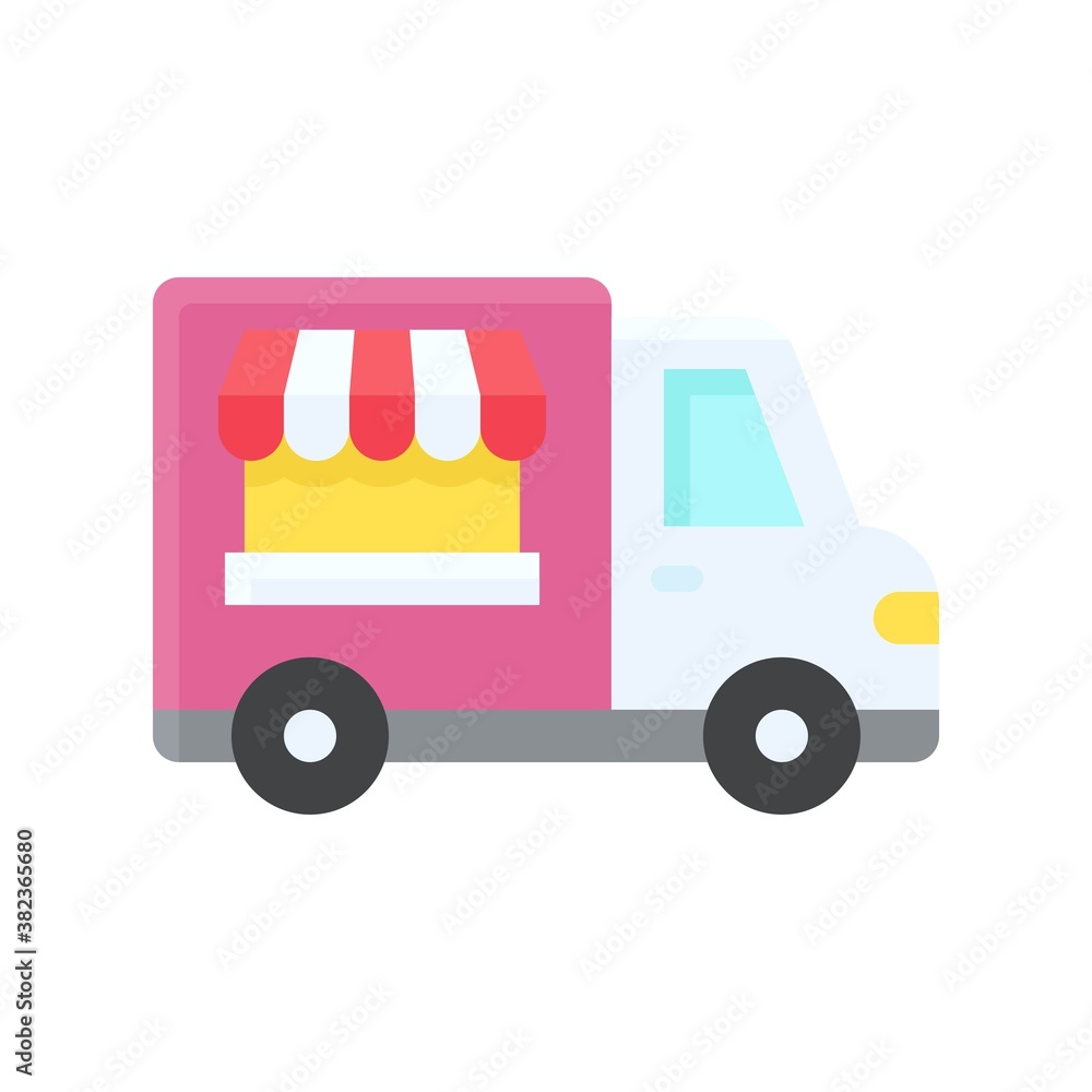 transportation icons related van shop for public vectors in flat style,
