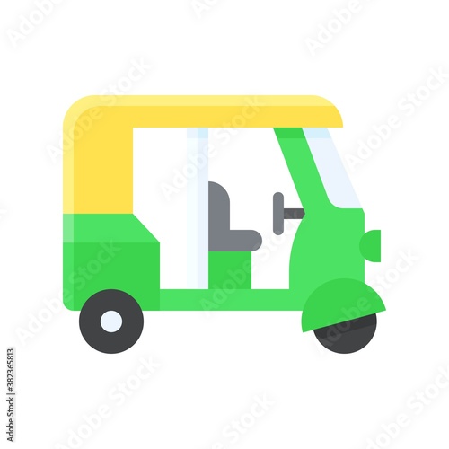 transportation icons related rickshaw or tuk tuk and light vectors in flat style,