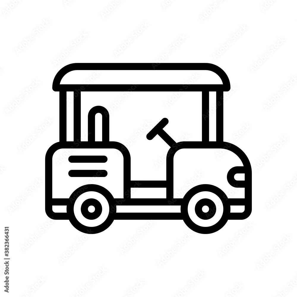 transportation icons related golf or club car with light vectors in lineal style,