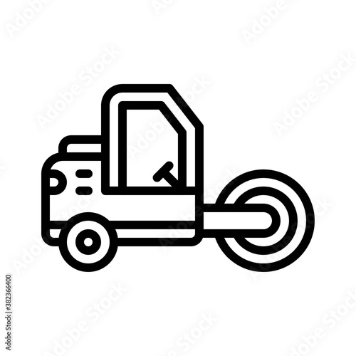 transportation icons related steamroller for construction with roller vectors in lineal style,