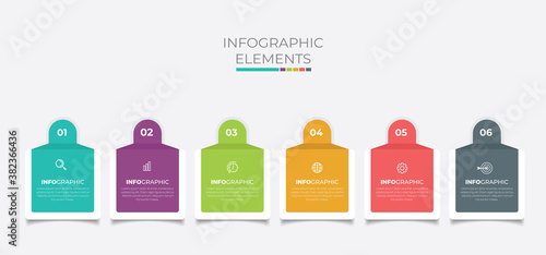 Business infographic element with 6 options, steps, number vector template design 