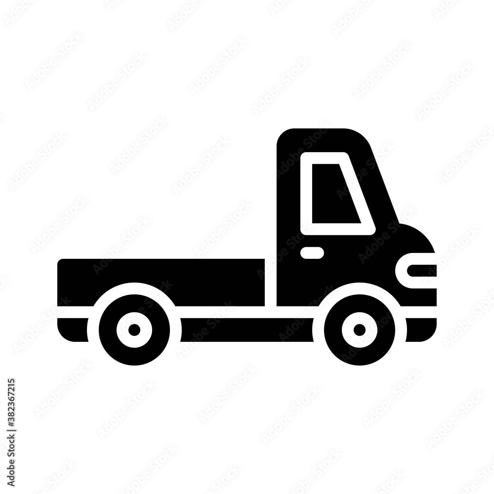 transportation icons related pickup truck for transportation with lights vectors in solid design,