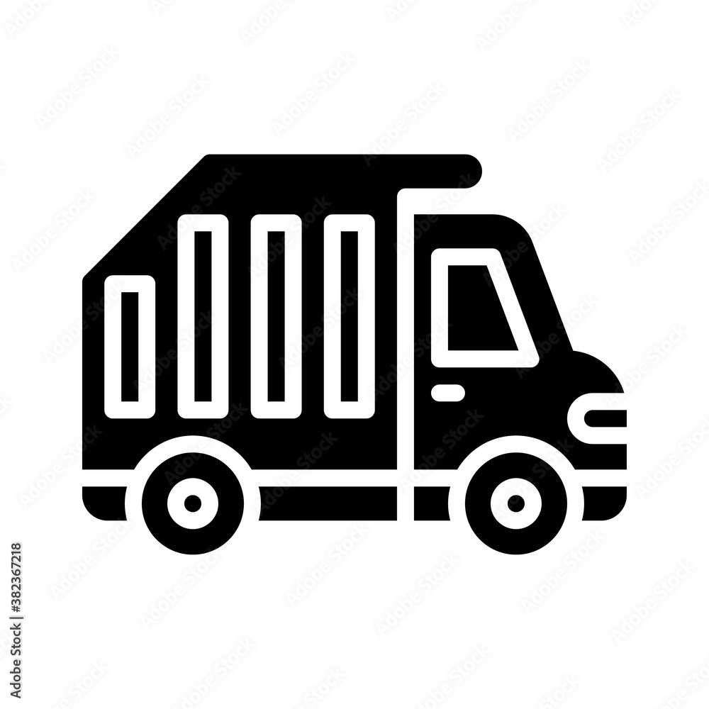 transportation icons related trash truck and lights vectors in solid design,