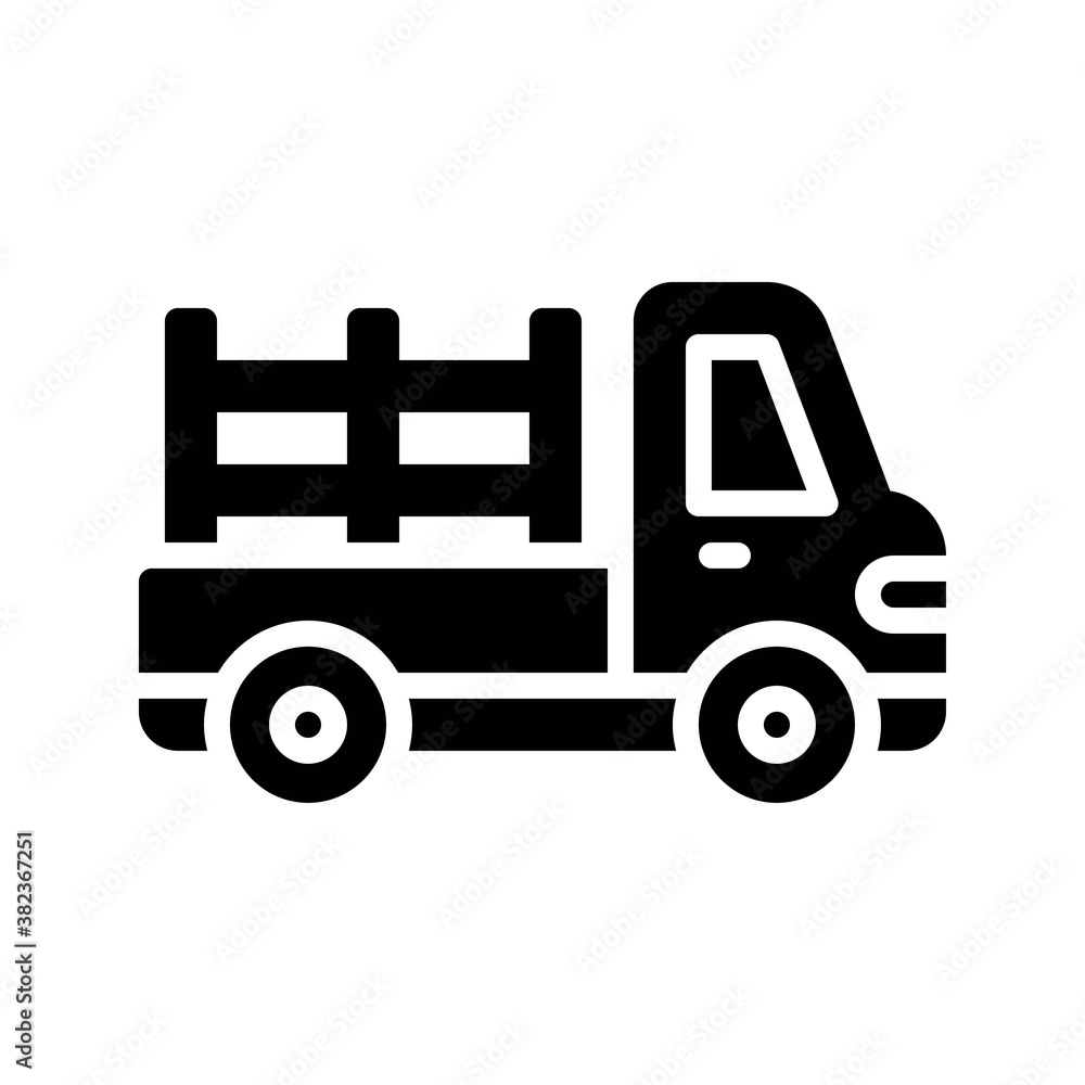 transportation icons related pickup truck for transportation with lights vectors in solid design,