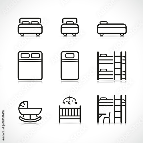 Vector bed icons design set