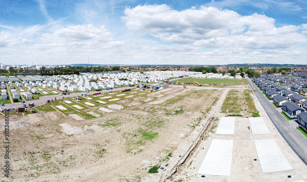 aerial view of construction site in england aerial view of construction site in england