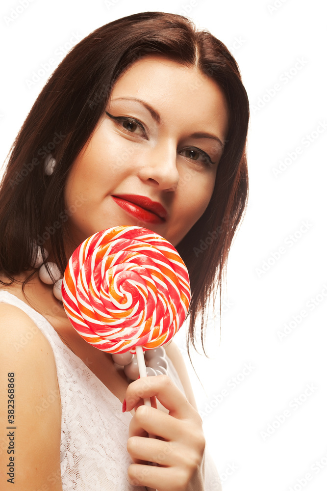 pretty woman with lollipop.