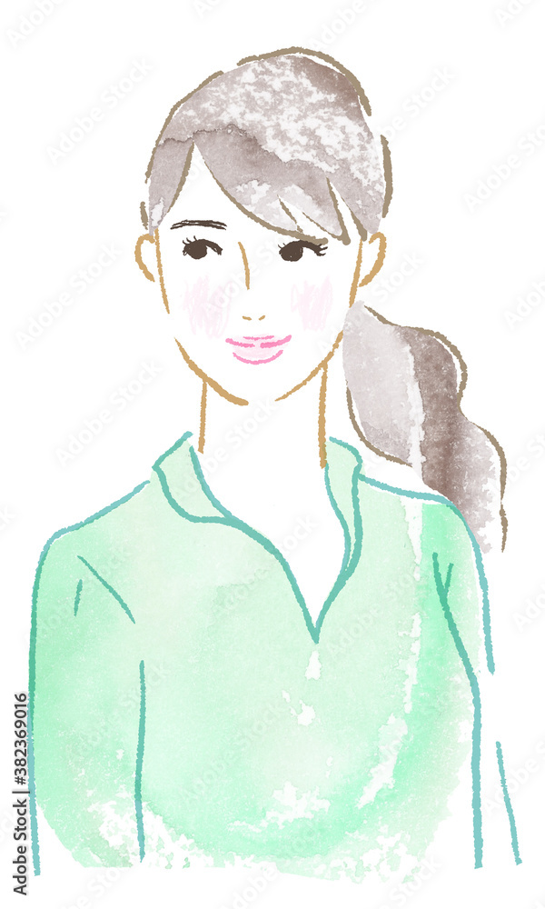 Watercolor illustration of a woman looking back Watercolor illustration of a woman looking back