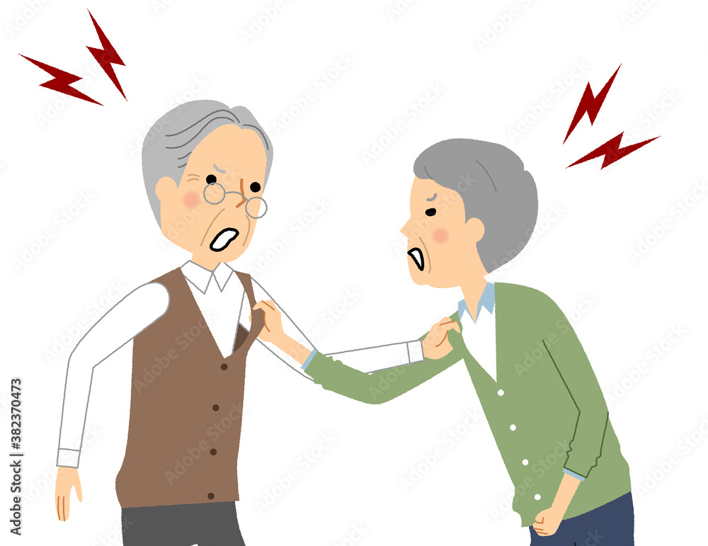 怒鳴り合う高齢者