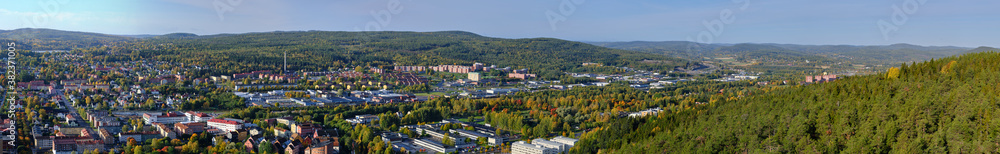 panorama of the mountains and town Sundsvall