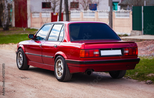 The rear of the old, red, German car © Oleksii Nykonchuk