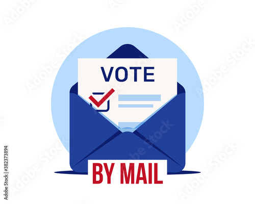 Vote by mail. Distant voting. Election ballot in an envelope