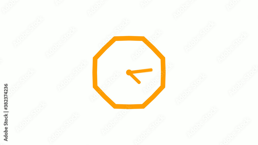 Fototapeta premium Orange color counting down 12 hours clock icon on white background,clock icon without trick
