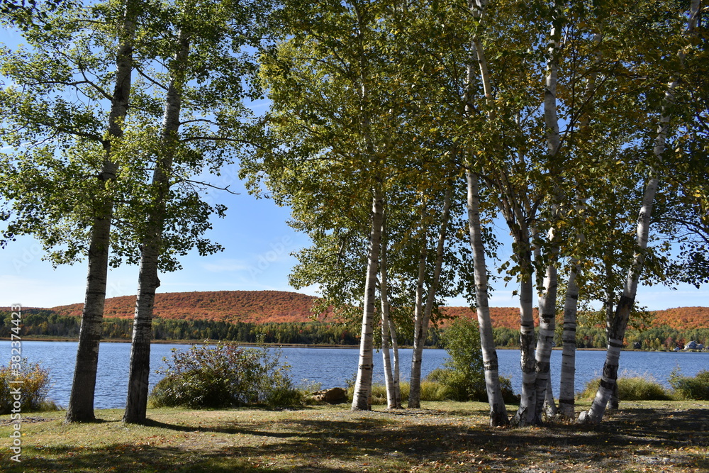 Fototapeta premium Frontière lake in autumn, Quebec