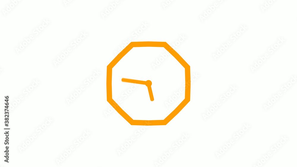 Fototapeta premium Orange color counting down 12 hours clock icon on white background,clock icon without trick