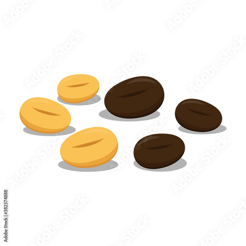 Coffee beans on white background.