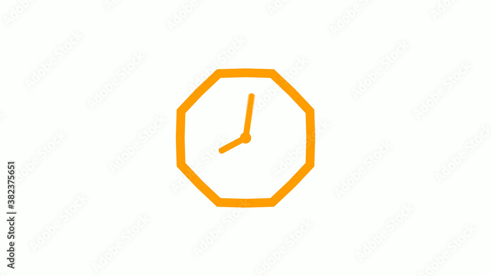 Fototapeta premium New orange color counting down clock icon on white background,Clock icon without trick