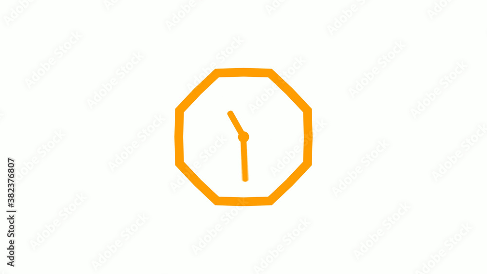 Fototapeta premium New orange color counting down clock icon on white background,Clock icon without trick