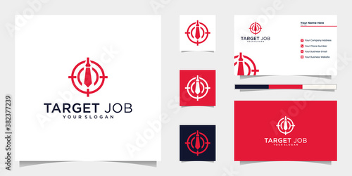 job target logo line art style and business card