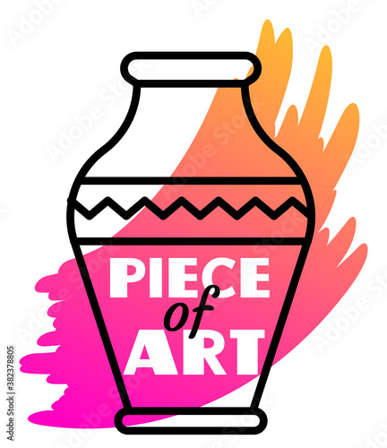 Vector illustration of a vase with paint and text