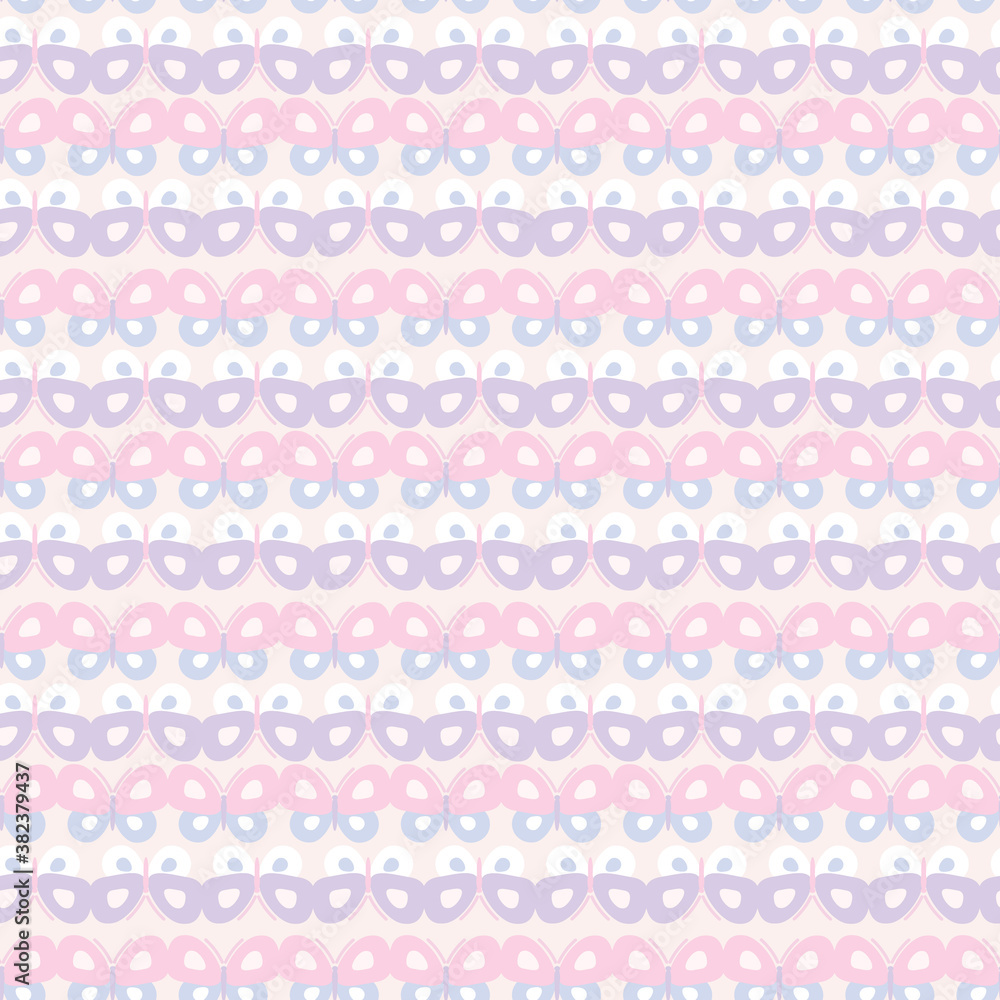 Vector butterflies pattern. Abstract stripe seamless background.