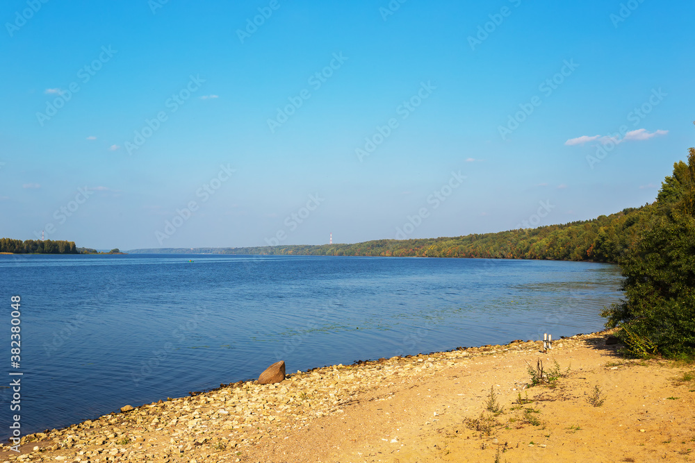 warm sunny autumn on the river Volga