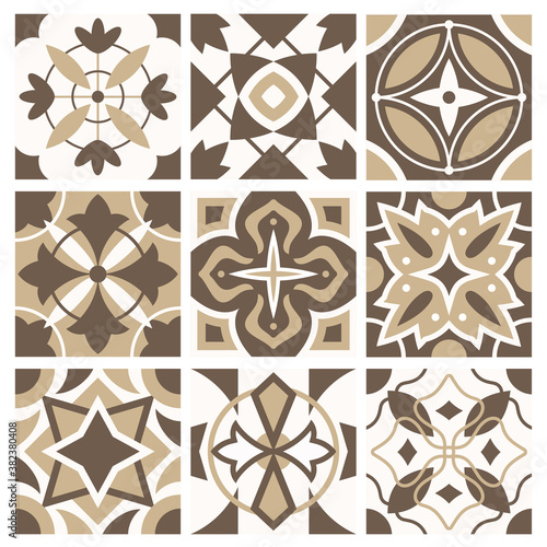 Set of brown ceramic tiles pattern