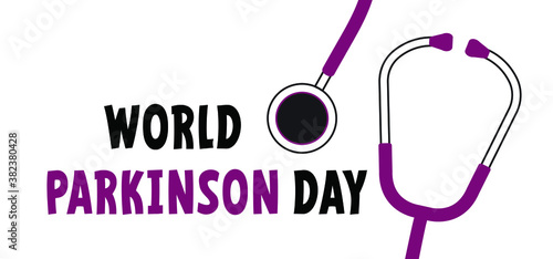 Slogan World parkinson day. Brain and neurons. 11th April 11. Silver ribbon for Parkinson's disease awareness and brain cancer illness. Anatomy human. Alzheimer symptom. Flat vector quote sign.