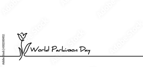 Slogan World parkinson day. Brain and neurons. 11th April 11. Silver ribbon for Parkinson's disease awareness and brain cancer illness. Anatomy human. Alzheimer symptom. Flat vector quote sign.