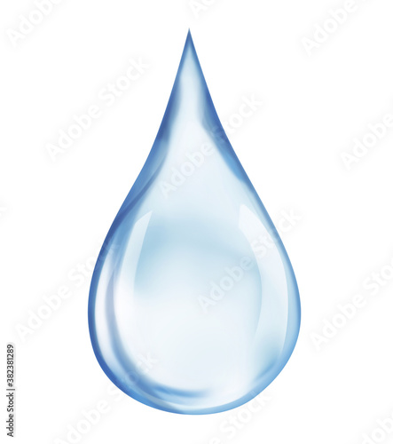 Blue water drop illustration on white background