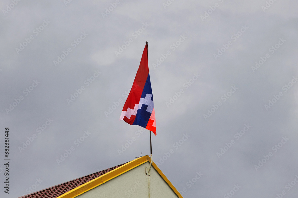 The flag in Stepanakert city in Nagorno - Karabakh, Caucasus